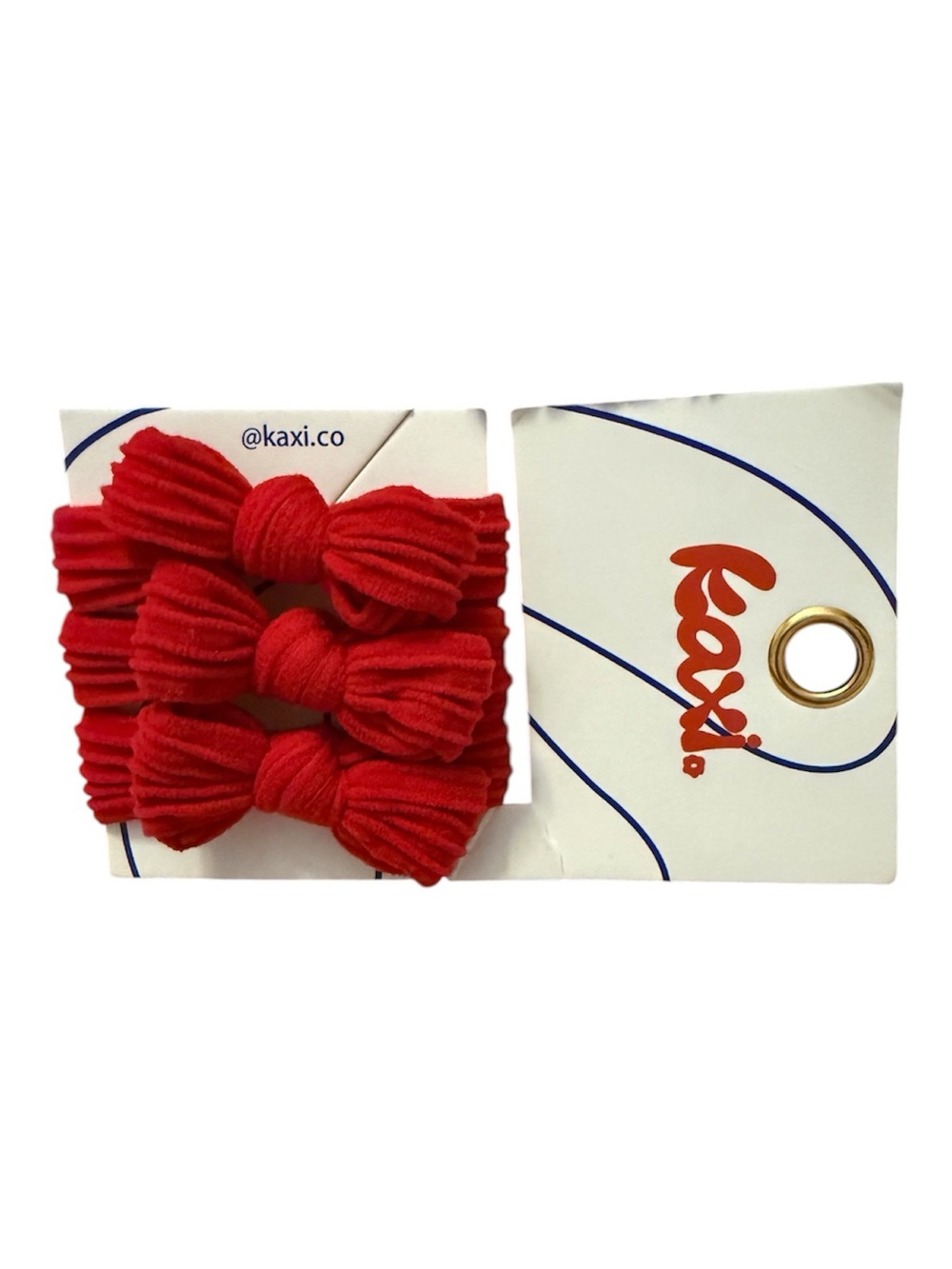 Red Ribbed Bow Hair Clips - Set of 3